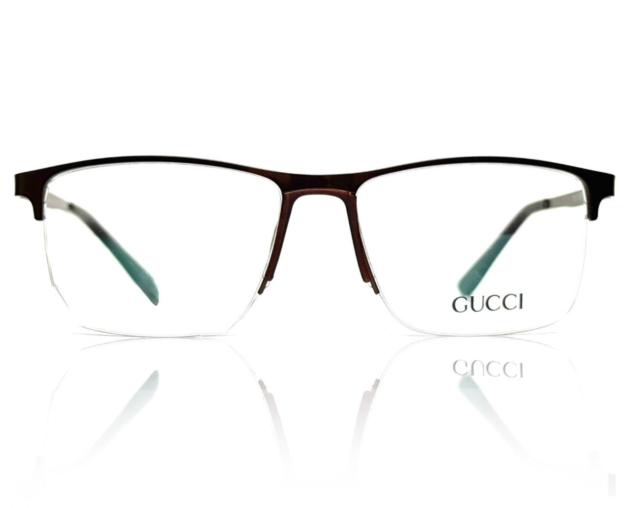 GUCCI 246 Brown Half Rim