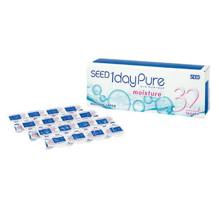SEED 1dayPure Moisture daily disposable contact lens box showing 32 lenses showing 32 lenses